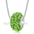 Latest Design Beads Necklace Peridot Crystal Paved European Big Hole Bead Charms